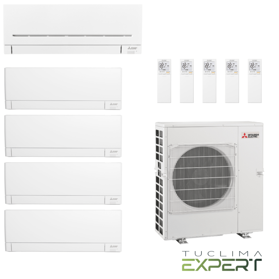Aire Acondicionado Multi Split Pared 5x1 de Mitsubishi Electric, MXZ-5F102VF + MSZ-AY20VGK (4) + MSZ-AP60VGK