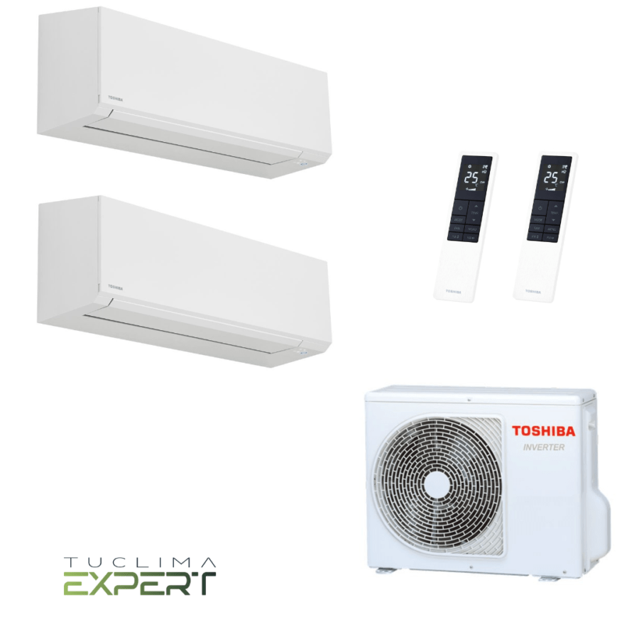 Aire Acondicionado Toshiba Multi Split Pared 2x1:  Multi 2M14 + Shorai Edge 7 + Shorai Edge 13. Instalación incluida en Madrid
