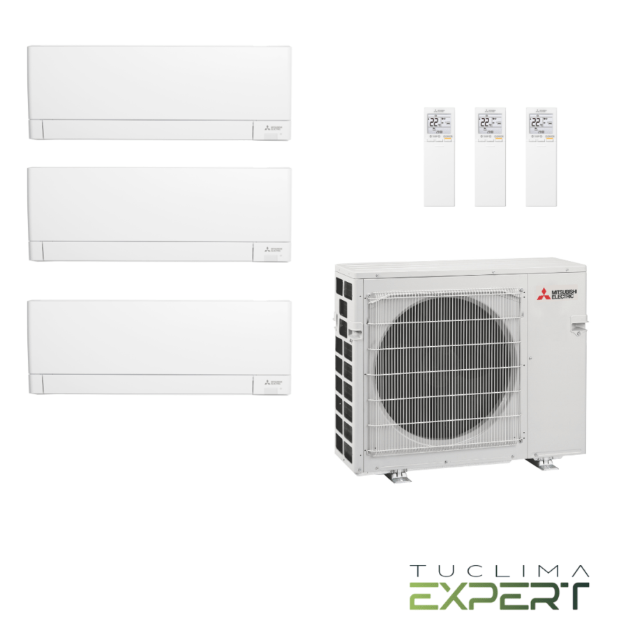 Aire Acondicionado Multi Split Pared 3x1 de Mitsubishi Electric MXZ-4F72VF + MSZ-AY25VGK (2) + MSZ-AY50VGK